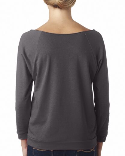 Dark Gray Ladies' French Terry 3/4-Sleeve Raglan - Image 3